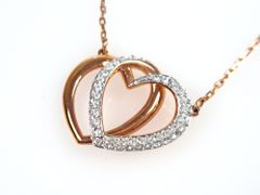 0626-02スワロフスキー ネックレス Dear ダブルハート ピンクゴールド 