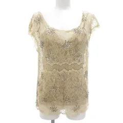 ナイン NINE カットソー ビジュー装飾 半袖 レース フリーサイズ インナー付き ベージュ ■YHS11 レディース