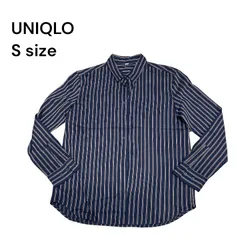 UNIQLO ユニクロ　レーヨンストライプシャツ　レディース　ネイビー　ブラウン　お洒落アイテム　トップス　薄手