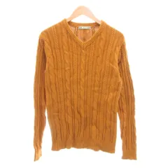 ナノユニバース nano universe セーター ニット M キャメル ケーブル編み Vネック /UO ■YHS16