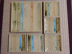 【角皿】彩堂造　赤津焼　瀬戸焼　貫入陶器　竹模様　木箱付き