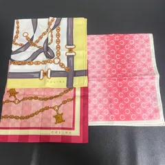 【値下げok】CELINE セリーヌ 大判ハンカチ 3枚セット ピンク チェーン柄 トリオンフ柄