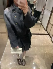 プリーツ スカート グレー ウール 素材