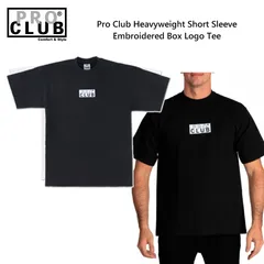 [新品] PRO CLUB / プロクラブ HEAVYWEIGHT S/S EMBROIDERED BOX LOGO TEE (BLACK)　ヘビーウエイト 半袖　ボックスロゴ Tシャツ ブラック