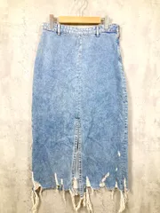 ZARA ザラ カジュアル スリット クラッシュ加工 ダメージデニムロング スカート sizeM/水色 ■■レディース