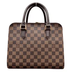 LOUIS VUITTON 美品 ルイヴィトン トリアナ N51155 ダミエ エベヌ ハンドバッグ PVC レザー ブラウン VI0033 チェック柄 ヴィトン LV ABランク 中古 鑑定済 ヴィトンバッグ