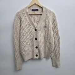L ポロラルフローレン ケーブルニット カーディガン アイボリー