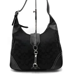 美品● COACH コーチ ショルダーバッグ ワンショルダー ホーボー シグネチャー ロゴ キャンバス レザー