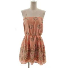 マーキュリーデュオ MERCURYDUO ワンピース キャミワンピ ミニ フレア 総柄 ウエストゴム ピンク マルチカラー F