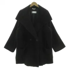 マックスマーラ MAX MARA コート ボリュームカラー ダブル オーバーサイズシルエット イタリア製 起毛 カシミヤ混 ブラック 黒 40
