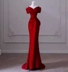 オフショル ロングドレス マーメイド エレガント スリム 韓国