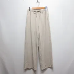 ジーユー GU 美品 リブ イージー ワイド パンツ S ライトベージュ