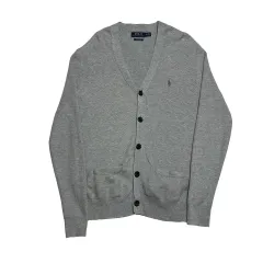 XS POLO RALPH LAUREN(ポロラルフローレン) ピマコットン グレー Vネック カーディガン