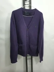 POLO RALPH LAUREN ポロラルフローレン カーディガン ラムウール Vネック ニット PURPLE パープル XL