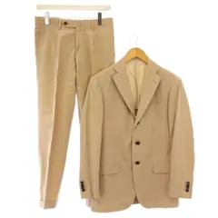 リングヂャケット RING JACKET salotto di guji LARUSMIANI シングルスーツ テーラードジャケット アウター 総裏地 テーパードパンツ スラックス タック ジップフライ 42 ベージュ /BB