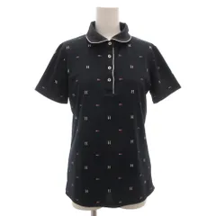 トミーヒルフィガー TOMMY HILFIGER ゴルフ GOLF ポロシャツ L 半袖 紺 ネイビー Hロゴ 総柄 /GV ■YHS16