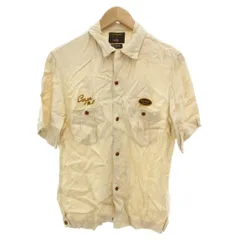 バンソン VANSON ワークシャツ 半袖 S アイボリー 刺繍 M-18148 /NL ■YHS16