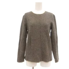 セオリー Theory セーター ウール M グレー系 ヘリンボーン柄 ラウンドネック 長袖 /RG ■YHS13