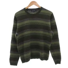ブルックスブラザーズ BROOKS BROTHERS ニット セーター S ウール ボーダー柄 ラウンドネック 長袖 緑 グリーン 茶 ブラウン /NU ■YHS11