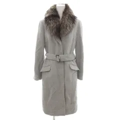 プライベートレーベル Private label ファー襟 ベルト付き ロングコート アンゴラ ウール M ライトグレー グレー /NL ■YHS16