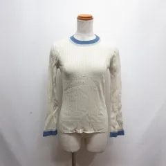 センスオブプレイス バイ アーバンリサーチ Sense of Place by Urban Research 美品 バイカラー コンパクト セーター One アイボリー 長袖 リブ ニット カットソー