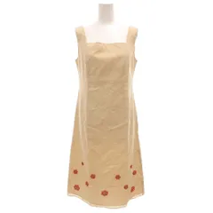 シビラ SYBILLA ノースリーブワンピース M ひざ丈 ベージュ 花柄 刺繍 /GV ■YHS16