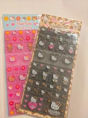２種　ハローキティ　タイルシール　90s 黒ヒョウ　ハイビスカス