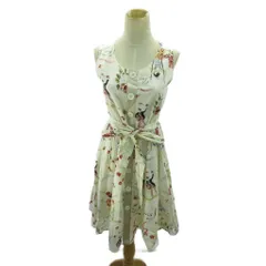 ロイスクレヨン Lois CRAYON ワンピース プリント 総柄 ノースリーブ ミモレ丈 M 白 ホワイト 0926 ■YHS4