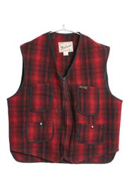 ウールリッチ woolrich ベスト チェック 赤黒 XL 1832 - メルカリ