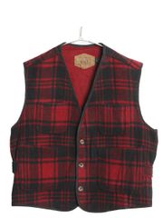 ウールリッチ woolrich ベスト チェック 赤黒 XL 1832 - メルカリ