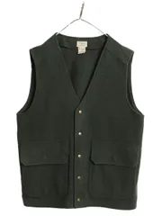 エルエルビーン ウール ベスト メンズ L 古着 アウトドア 重ね着 前開き ポケット付き ジレ 無地 シンプル ハンティング マッキーノ カーキ