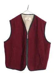 【お得なクーポン配布中!】 ウールリッチ 裏 ボア ウール ベスト メンズ XL / フルジップ パイル フリース ライナー付き 斜め ストライプ 前開き 重ね着 大きいサイズ