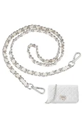 【在庫セール】[VEAGIA] ショルダースト ショルダーストラップ バッグ用 チェーンショルダーストラップ ショルダーバッグ ひも バッグ修理 交換用 持ち手ストラップ ショルダースト 単品 ラップ バッグ用 約120cm (チェーン 白＋銀)