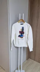 新品 ポロ ラルフローレン クマ 裏起毛パーカー 白 (XS)