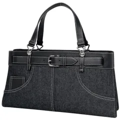 クリスチャンディオール Christian Dior ロゴ ハンドバッグ CD 手提げ ハンドバッグ デニム ブラック レディース 【中古】