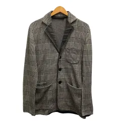エルマノシェルビーノ ERMANNO SCERVINO ジャケット U2051505PGU ブレザー Vネック 綿 千鳥柄 長袖 46 黒 ブラック 白 ホワイト レディースのサムネイル