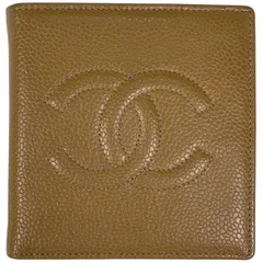 シャネル CHANEL ココマーク 二つ折り 財布 札入れ 小銭入れ 二つ折り財布 キャビアスキン ベージュ レディース 【中古】