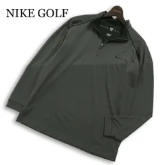 NIKE GOLF ナイキ ゴルフ 通年 ロゴ刺繍★ 長袖 ハーフジップ ポロシャツ Sz.L メンズ 灰 グレー
