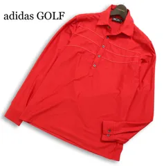 adidas GOLF アディダス ゴルフ 通年 ロゴ刺繍★ 長袖 ポロシャツ Sz.L/G メンズ 赤