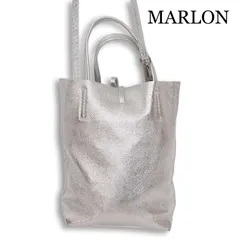 MARLON マーロン メタリック♪ レザー ハンド ショルダー バッグ ポーチ付き Sz.F　レディース シルバー