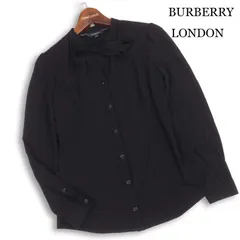 BURBERRY LONDON バーバリー ロンドン リボン★ 長袖 レーヨン シャツ ブラウス Sz.1 レディース 黒