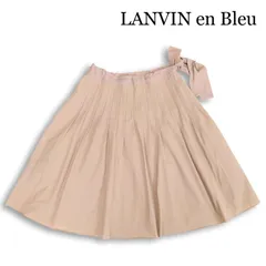 LANVIN en Bleu ランバン オン ブルー 通年 リボン★ プリーツ フレア スカート Sz.36 レディース 日本製