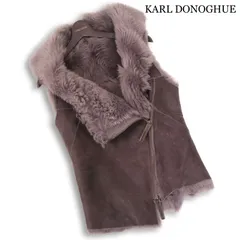 英国製★ KARL DONOGHUE カールドノヒュー 秋冬 ファー♪ 羊革 リアル ムートン シープスキン ベスト Sz.38　レディースのサムネイル
