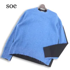 soe ソーイ 秋冬 ニット×スウェット 前後切替★ ウール&モヘア ニット セーター トレーナー Sz.2　メンズのサムネイル