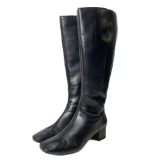 ローリーズファーム LOWRYS FARM フェイクレザー ロングブーツ スクエアトゥ M ブラック