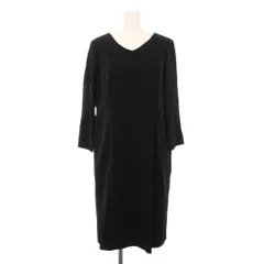 レリアン Leilian ワンピース ひざ丈 長袖 Vネック ストレッチ 無地 ペチコート付き 13 黒 ブラック タグ付き /BB