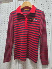 (000873)LOUIS CASTEL ルイカステル ストライプ 長袖 カラーTシャツ レッド、ネイビー 90