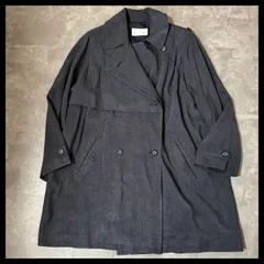 00s トレンチコート ダブルブレスト ポリエステル チャコールグレー レディース 古着