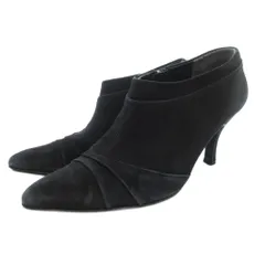 ダイアナ DIANA ブーティー ヒール ショート スエード サイドジップ 23.5cm 黒 ブラック /GV