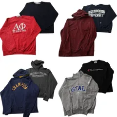 古着卸 まとめ売り チャンピオン Champion スウェット 8枚セット (メンズ L ) ハーフジップ ロゴ フーディー カレッジ 中古 古着 ND7198